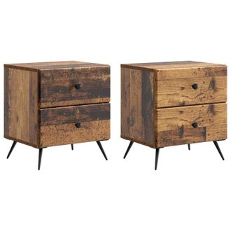 vidaXL Armario De Noche 2 Pcs Madera Envejecida 43 X 34,5 X 47,5 Cm Vidaxl