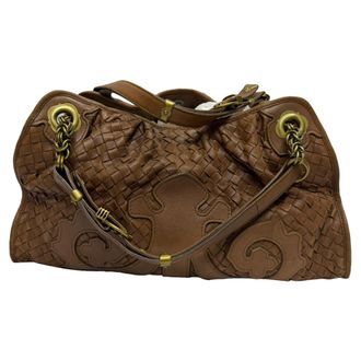 Bottega Veneta Bottega Veneta Intrecciato schoudertas van bruin leer