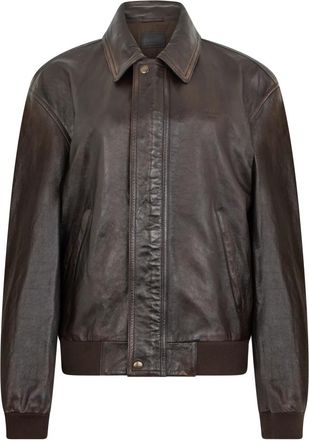 Prada Nappa Leren Bomberjack - Heren - Leren en Su&egrave;de Jassen - Bruin - XL - Leer - Jassen