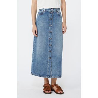 Max Mara Dasti Button Front Denim Midi Skirt in Navy at Nordstrom, Size 16