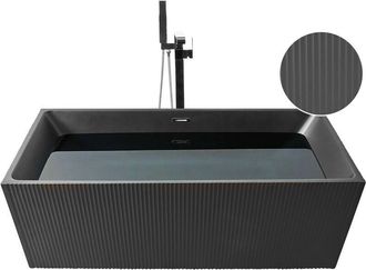 Beliani Beliani - Ba&ntilde;era Independiente De Acr&iacute;lico Negro 162 X 80 Cm Acabado Estriado Rectangular Gocta