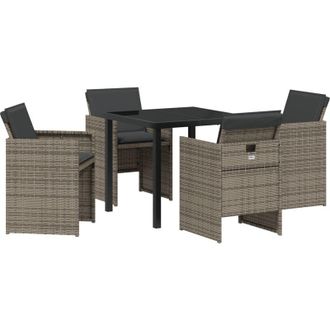 vidaXL Conjunto De Comedor De Jard&iacute;n Con Coj&iacute;n 5 Pcs Gris Polirat&aacute;n Vidaxl