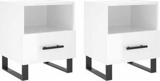 vidaXL Mesita noche 2 uds madera ingeniería blanco brillo 40x35x47,5cm vidaXL