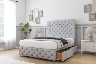 Sloomy Watson Naples Divan Set 2 Drawers - 54 Headboard 12 Footboard in Silver | Size: Super King