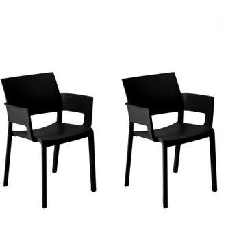 Resol Fiona Set 2 Silla Con Brazos Interior, Exterior Negro