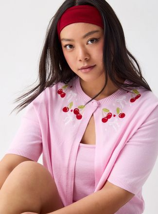 Twik Womens Cute embroidery cami-Cardigan Sweater set In supporting of Tel-jeunes & Jack.org