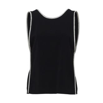 Sportmax Viscose Cady Rhinestone Sleeveless Tank Top
