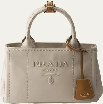Prada Jardiniere Mini Cotton Canvas Top-Handle Bag
