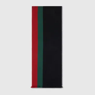 Gucci Wool Scarf With Web, Black, Wool