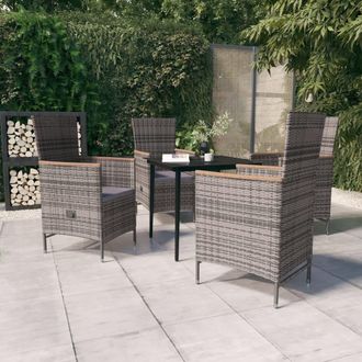 vidaXL Juego De Comedor De Jard&iacute;n 5 Piezas Con Cojines Gris Vidaxl