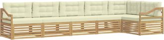 vidaXL Conjunto De Sof&aacute;s De Exterior 6 Uds. Blanco Y Crema Poli&eacute;ster Vidaxl