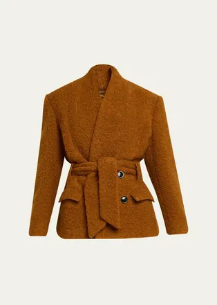 Isabel Marant Syndra Boucle Belted Oversized Wrap Jacket