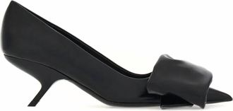 Ferragamo Womens Oversized-Bow Leather Pumps In Black