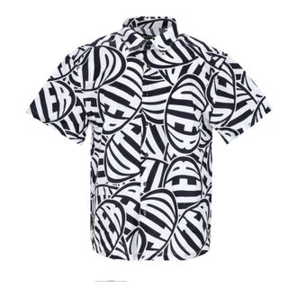 Iuter Hongerige Witte Korte Mouw Shirt - Heren - Korte mouwen Overhemden - Zwart - S - Katoen - Overhemden