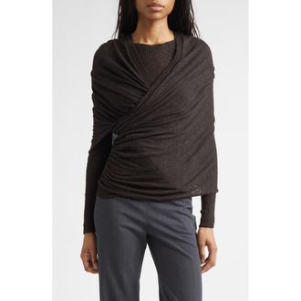 Paloma Wool Elio Semisheer Baby Alpaca & Extrafine Wool Blend Rib Crossover Sweater in Brown at Nordstrom, Size X-Large