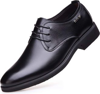 Generic Dress Oxford for Men Lace Up Round Toe Derby Shoes Vegan Leather Slip Resistant Low Top Rubber Sole Wedding(8.5 UK) Black
