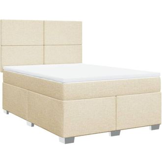 vidaXL Vidaxl - Cama Box Spring Con Colch&oacute;n Tela Color Crema 160x200 Cm