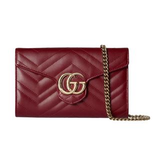 Gucci GG Marmont Wallet with Chain - Bags - Mujer - Rojo - ONE SIZE