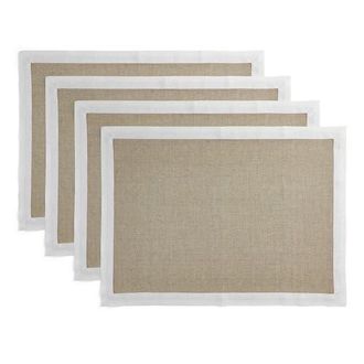 Solino Home Linen Placemats - Classic, 14 x 19 in White And Natural at Nordstrom, Size Medium