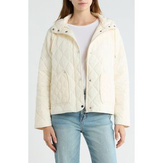 Bernardo Diamond Quilted Jacket with Removable Hood in Vanila Ice at Nordstrom, Size Xx-Large