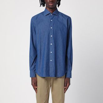 Xacus Indigo blue denim cotton shirt