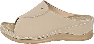 Generic 2026 Orthopedic Sandals for Women Arch Support Leather Slipper Fashion Casual Platform Comfortable Slides (Beige, 5.5)