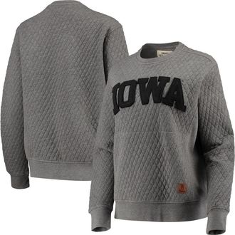 Pressbox Womens Pressbox Heather Charcoal Iowa Hawkeyes Moose Quilted Pullover Sweatshirt in Heather Gray at Nordstrom, Size Medium