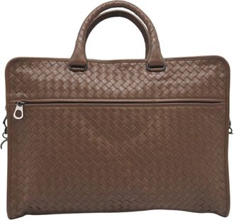 Bottega Veneta Intrecciato Brown Intrecciato Briefcase (Pre-Owned)