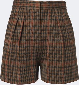 Max Mara Prince of Wales wool and cotton shorts