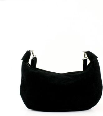 Generic Womens Suede Leather Half Moon Style Bag Ladies Crossbody Shoulder Bag (Black)