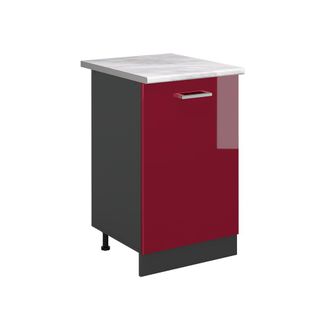 Vicco Mueble Bajo De Cocina R-line, Rojo De Alto Brillo/antracita, 50 Cm Encimera M&aacute;rmol, Vicco