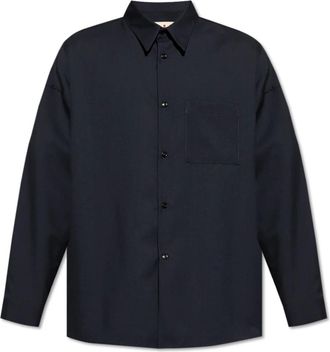 Marni Overhemden, Heren, Blauw, L, Wol, Wollen overhemd