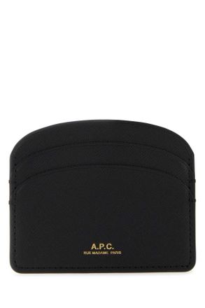 A.P.C. Black Leather Demi Lune Card Holder