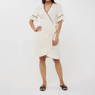 Esqualo Dana Contrast Stitch Midi Dress In Sand