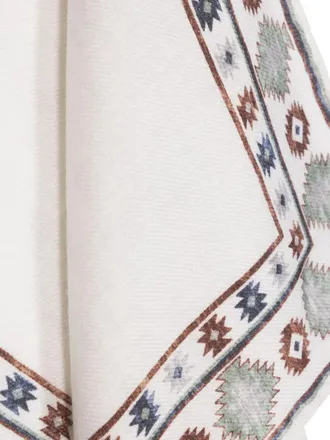 Brunello Cucinelli Geometric-Print Organic Wool Scarf White