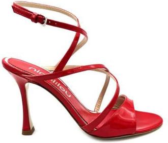 Ninalilou Sandalen - Dames - Sandalen met hakken - Rood - 40 EU - Leer - Schoenen