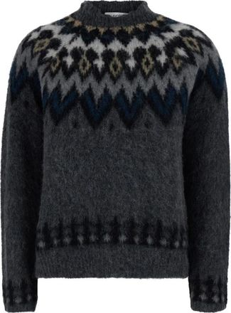 Jucca Sweater met Noors Motief - Dames - Ronde hals truien - Grijs - M - Wol - Truien & Vesten