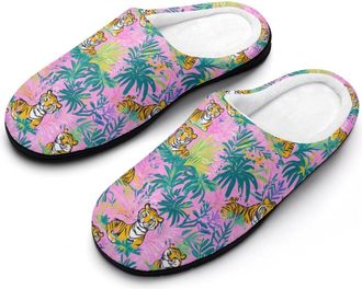 Generic Tigers in The Jungle Cotton Slippers for Women Indoor Outdoor Slipper Slip-On Memory Foam Home Shoes
