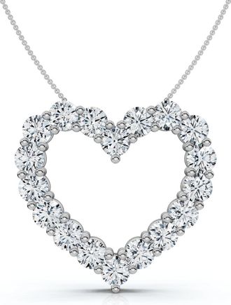 Pompeii3 5Ct Diamond Heart Pendant 14k Gold Lab Grown 1 1/5 Tall 18 Necklace