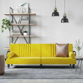 vidaXL Divano Letto con Braccioli Giallo in Velluto vidaXL