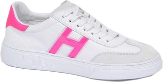Hogan Witte Fluo Gel Schoen met Palmdruk - Dames - Sneakers - Wit - 36 EU - Leer - Schoenen