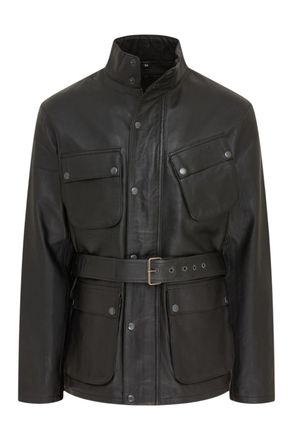 Infinity Leather Mens Black Lamb Leather Safari Parka Jacket - Edinburgh