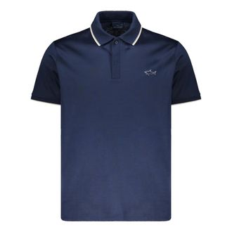 Paul & Shark Paul & Shark, Polo Shirts, male, Blue, Size: 2XL Ribbed Collar Polo