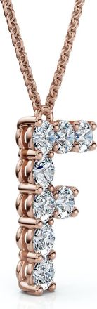 Pompeii3 1Ct Diamond Initial F Pendant 14k Gold 18 Necklace Lab Grown 5/8 Tall