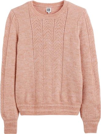 La Redoute Collections Trui met ronde hals, in pointelle tricot