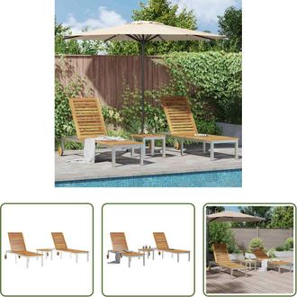 vidaXL vidaXL Lettino da giardino - Lettino 2-persona 3 pcs Marrone Legno di Acacia Massello