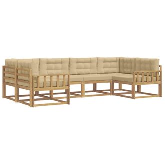 vidaXL Conjunto De Sof&aacute;s De Exterior Con Coj&iacute;n 6 Pcs Y Beige Vidaxl