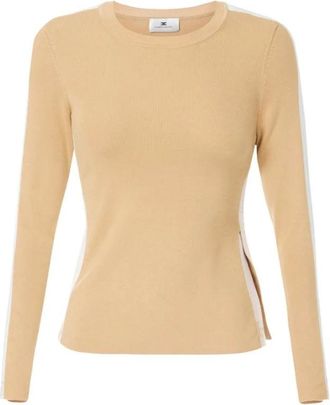 Elisabetta Franchi Tops, Dames, Beige, XS, Top van viscose met glanzende banden