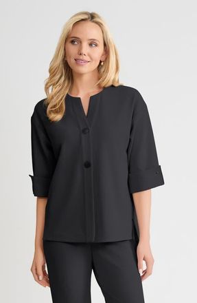 Ming Wang Heritage Tonal Stretch Deco Crepe Jacket in Black at Nordstrom, Size Xx-Small