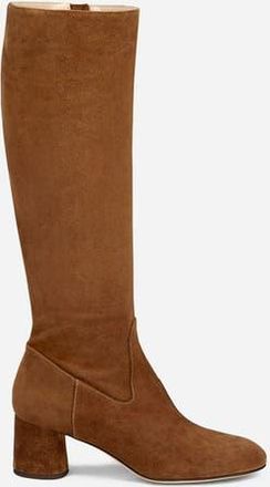 AGL Lorette Water Resistant Velour Boot With Heel in Cognac at Nordstrom, Size 41.5